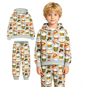 Ensemble 2 pièces pour enfant : sweat à capuche et pantalon de jogging imprimé tarte à la pomme d'automne, 95% coton, 5% élasthanne, collection boutique personnalisée - Product Image 4