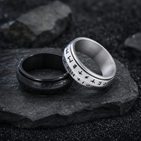 Nouvelle bague de mode rétro nordique Viking à double couche rotative en acier inoxydable avec gravure de runes pour hommes, bague anti-anxiété, bijoux