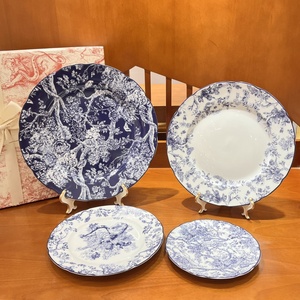 Vintage Floral Birds Pattern Dinnerware <b>Set</b> White <b>Blue</b> Ceramic Plate Dish Gold Rim for Wedding Decor Nordic Tableware - Product Image 4