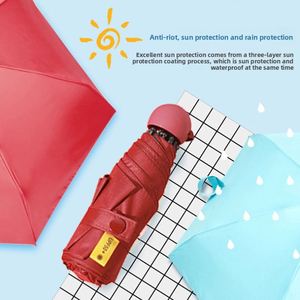 Parapluie manuel pliable en cinq sections pour femme, utilisation soleil et pluie, protection UV, mini portable format capsule, 8 baleines, poignée en caoutchouc - Product Image 2
