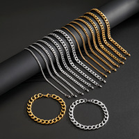 Bracelet chaîne cubaine en acier inoxydable poli à bord plat pour hommes et femmes, accessoires streetwear anti-ternissement, vente en gros