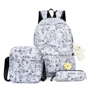 Kids School Bag Set 3 Pieces Backpack with Lunch Bag Pencil Bag American Football Printed for Boys and Girls