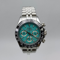 Montre à mouvement VK63, montre argentée avec calendrier, matériau en acier inoxydable 904L, six aiguilles, chronographe segmenté, montre pour homme