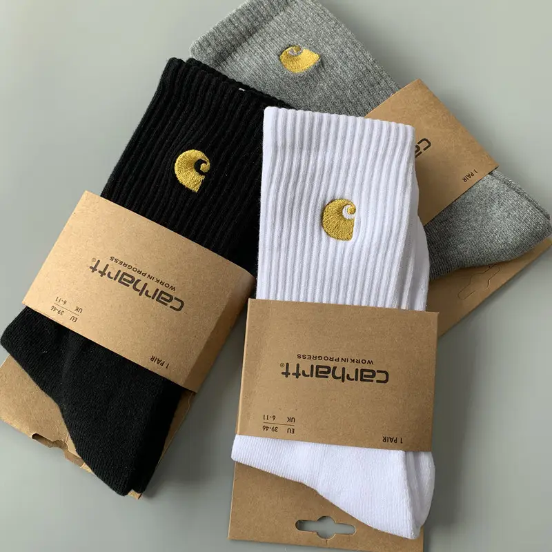 Biyobozunur kraft el işi kağıdı çorap kol ambalaj havlu özel Logo baskılı çorap etrafında sarın paketi etiket