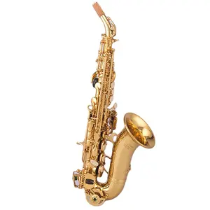 Saxofón <span class=keywords><strong>Soprano</strong></span> Cuerpo de latón curvo con superficie de laca dorada <span class=keywords><strong>Saxofon</strong></span> <span class=keywords><strong>Soprano</strong></span> - Product Image 1