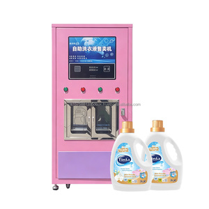 Distributeur automatique de détergent liquide rose YISO avec écran tactile et options de paiement multiples pour l'unité de distribution de savon à lessive - Product Image 1