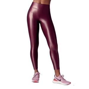 Di Colore Solido bianco Lucido A Vita Alta Dei <span class=keywords><strong>Pantaloni</strong></span> di Fitness Quick Dry Donne Collant Yoga Legging - Product Image 3