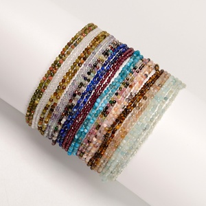 YMJ gökkuşağı taş Garnet Lapis Apatite Opal taş boncuk zincir halhal 2mm temizle kuvars kristal top kadınlar için boncuklu halhal - Product Image 1