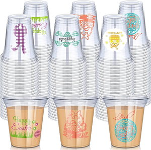 Gobelets en plastique transparent jetables personnalisés en gros, tailles 10-24 oz, avec couvercle plat ou bombé, style à paroi simple pour café glacé - Product Image 4