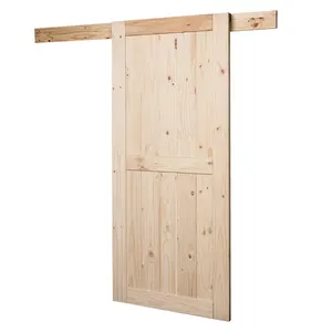 Oem China Modern Interior Designs Solid Pine Wooden Sliding Barn Door Wood