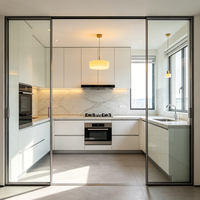 Puerta Corredera Moderna de Alta Resistencia, Doble Vidrio, Interior, para Sala de Estar, Dormitorio, Cocina, Insonorizada, Ignífuga, Aislamiento Térmico, Aluminio