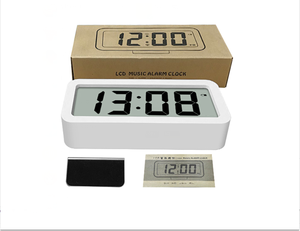 Chất Lượng cao Đơn Giản Màu Trắng/Đen <span class=keywords><strong>LCD</strong></span> Kỹ Thuật Số Báo Động Đồng Hồ Treo Tường Bảng Đồng Hồ cho Trang Trí Nội Thất - Product Image 4