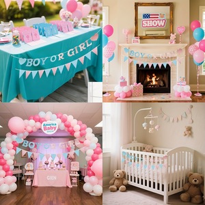 <span class=keywords><strong>Guirlande</strong></span> de fanions triangulaires bleus et roses avec paillettes pour dévoilement du sexe du bébé, fête prénatale, décoration de fond - Product Image 5