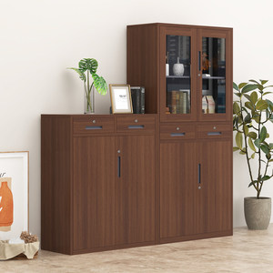 Yangpinhui <b>Wood</b> Grain <b>Filing</b> <b>Cabinet</b> 2 Tier With Lock Office Storage Bookcase - Product Image 2