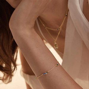 Pulseras <span class=keywords><strong>de</strong></span> <span class=keywords><strong>Oro</strong></span> <span class=keywords><strong>de</strong></span> <span class=keywords><strong>14k</strong></span> con Piedras Preciosas Redondas, Pulsera Delicada para <span class=keywords><strong>Mujer</strong></span>, Pulseras <span class=keywords><strong>de</strong></span> Cadena Fina y Eslabones, Diseño Personalizado, Pulsera <span class=keywords><strong>de</strong></span> Plata 925 <span class=keywords><strong>de</strong></span> Lujo - Product Image 3