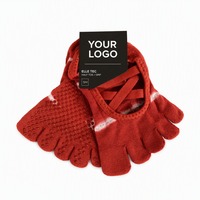 Chaussettes de yoga et de Pilates personnalisées OEM pour femmes, à cinq doigts, antidérapantes, avec soutien de la voûte plantaire, double adhérence au talon, respirantes, en coton, séchage rapide