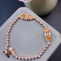 Bracelet Fanta Naturel, Pierre Précieuse Scintillante aux Couleurs Riches et Intenses, Pierre Principale de 5 MM, Monture Exquise en Argent Sterling 925