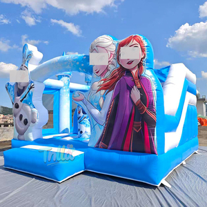 Château gonflable commercial pour enfants, thème dessin animé La Reine des Neiges, avec toboggan - Product Image 1