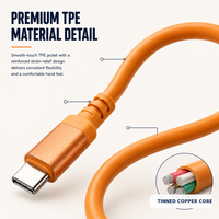 Cable de Carga Rápida USB C 2 en 1 de 65W PD, con Cubierta de Nailon y Cobre Estañado, Salida Dual de 8 Pines, Flexible para Computadora y Cámara