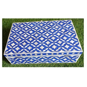 กล่องเครื่องประดับไม้ฝังทำจากเรซิ่นมีสไตล์พร้อมด้วยงานฝีมือศิลปะที่หรูหราเหมาะสำหรับการจัดเก็บเครื่องประดับและของที่ระลึกจากอินเดีย - Product Image 4