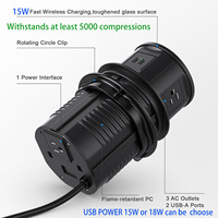 智能 16A 4000W 立式桌面电源板，带 4 个插座、USB A/C 端口，可弹出式设计，适用于厨房岛家具