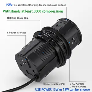 Smart Power Strip verticale tavolo scrivania presa di corrente 4 modi cucina isola mobili Pop-up presa da scrivania con porta USB - Product Image 6