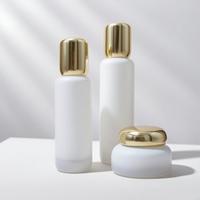 Bouteille pompe de lotion en verre 100ml 120ml personnalisée 30ml 50ml pot cosmétique ensemble cosmétique avec bouchon en plastique pour la peau corps-OEM