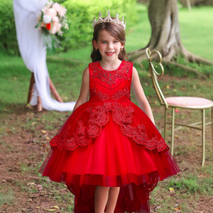 Robe de demoiselle d'honneur pour filles, blanche, col rond, jupe en tulle et dentelle perlée, style princesse, pour fête de mariage - Product Image 3