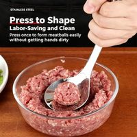 Alat Pembuat Bakso dari Baja Tahan Karat 304, Cetakan Oval untuk Membentuk dan Meratakan Bakso, Sendok Pembentuk Bakso untuk Bakso Udang dan Bakso Sayuran