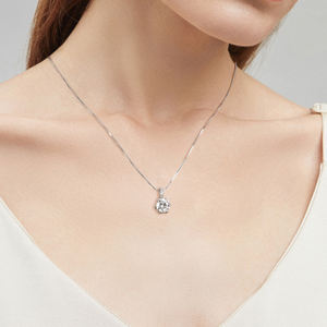 6.5mm 8mm D VVS1 Moissanite <span class=keywords><strong>collana</strong></span> pendente di <span class=keywords><strong>diamanti</strong></span> per le donne in vero argento 925 con 14k placcato in oro di alta qualità gioielli regalo - Product Image 4