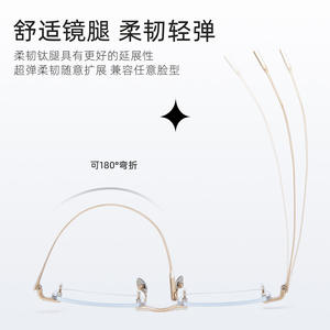 Monture de lunettes Fakeme Celen sans monture, carrée, en titane, légère, unisexe, avec verres en résine, design hexagonal - Product Image 4