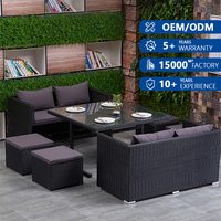 Ensemble de meubles de jardin en rotin PE tissé à la main, confortable, avec sièges profonds, pour terrasse, salon de jardin, canapés d'extérieur