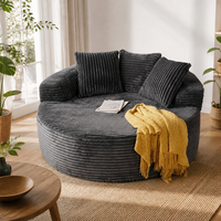 Fauteuil douillet rond en velours côtelé compressé dans une boîte, fauteuil géant sans assemblage
