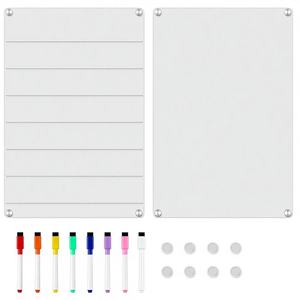 Juego de <span class=keywords><strong>Pizarra</strong></span> Magnética Acrílica con Marcadores, Planificador Semanal de Comidas Transparente, <span class=keywords><strong>Pizarra</strong></span> Blanca para <span class=keywords><strong>Cocina</strong></span> y <span class=keywords><strong>Pizarra</strong></span> de Borrado en Seco - Product Image 1