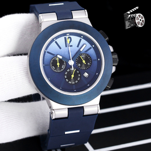 Montre de sport de luxe, chronographe à quartz, multi fuseaux horaires, bracelet en caoutchouc, design outdoor - Product Image 4