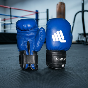 Gants de boxe bleus professionnels personnalisés pour adultes, en cuir durable, pour l'entraînement MMA, avec logo, nouvelle conception, gants de sport à doigts entiers - Product Image 3
