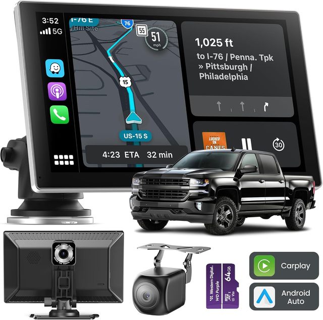 Smart Car Key 9" Portable Wireless Carplay&Android Auto 4K with GPS Navigation