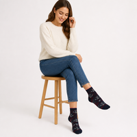 Calcetines de Mujer con Diseño de Ancla Náutica, Tejido Jacquard, Transpirables, con Refuerzo en el Talón y Puntera, Calcetines de Moda para Uso Diario, Regalo Náutico