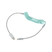 Vente chaude Enroulé Rétractable Données Usb Câble Aviation En Alliage De Zinc Sprial USB à Type C Chargeur De Voiture Avec Tresse Blindage