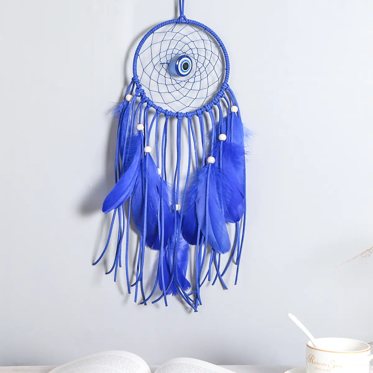 Hotselling Home Wall Hanging Decor Blue Evil Eye Dreamcatcher Native Style Woven Decoration