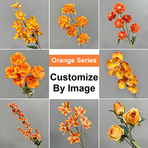 Collection de <span class=keywords><strong>fleurs</strong></span> artificielles orange, idéales pour les arrangements de mariage et la décoration intérieure DIY, matériaux floraux pour la vente en gros - Product Image 2