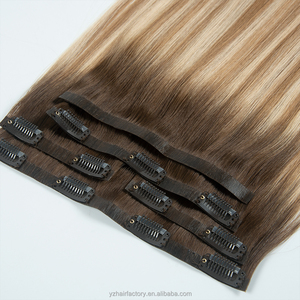 Extensiones de Cabello Humano con Clip, Color Ombre Marrón Rubio, Cabello Remy, Doble Trama a Máquina, Puntas Completas - Product Image 5