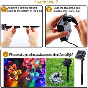 Guirlande solaire 7M 50 LED IP65 étanche à piquet pour jardin, fête, festival, mariage, Noël, vacances - Product Image 6