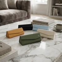 Étui à lunettes rectangulaire pliable en cuir PU fait main, design classique et tendance
