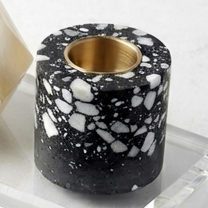 Porte-bougie en marbre noir et blanc, pot décoratif fait main, centre de table aromathérapie, décoration intérieure, taille personnalisée - Product Image 1