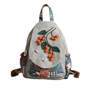 Mochila de lona impermeable antirrobo con cremallera para mujer, estilo bohemio, bordada vintage, ideal para viajes y portátil, OEM - Product Image 1
