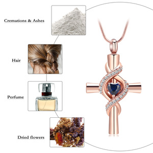 Collar de urna de Cruz infinita de joyería de cremación para cenizas con incrustaciones de corazón colgante de cristal recuerdo regalo conmemorativo para mujeres y hombres - Product Image 5