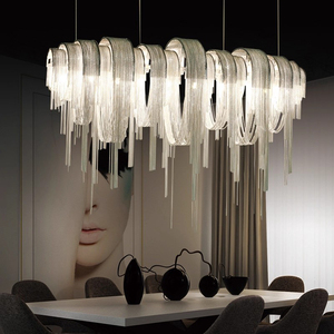 Luminaire suspendu en chaîne d'aluminium <span class=keywords><strong>de</strong></span> luxe avec pompons, personnalisable, pour hôtel, villa, salon, chambre, salle à manger - Product Image 1