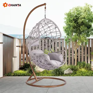 Prodotti popolari fiore esterno Design in acciaio Pe Rattan appeso sedia uovo sedia bella sedia