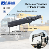 Vérin hydraulique télescopique multi-étages avec tige de piston chromée dure et construction en acier inoxydable